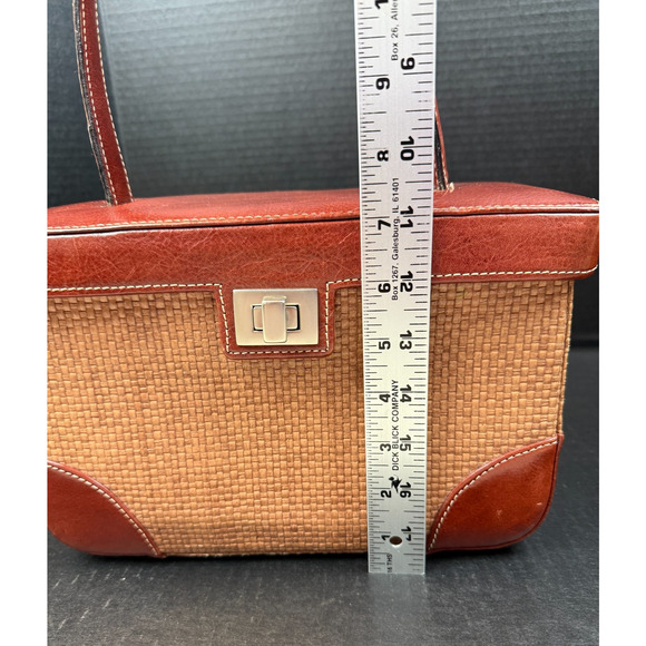 Kenneth Cole Leather and Straw Basket Top Handle Handbag Purse - Picture 15 of 16